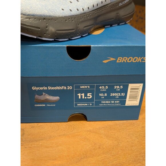 Brooks Men's Glycerin 20 Neutral Running Shoe Light Blue/Nine Iron/Sulphur 11.5 - Picture 5 of 5